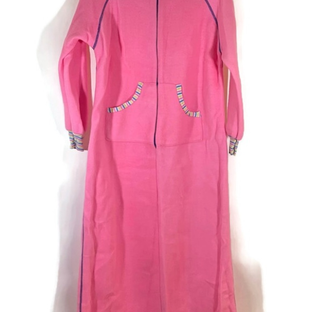 Obion Vintage Pink Fleece Long Robe - Picture 3 of 8